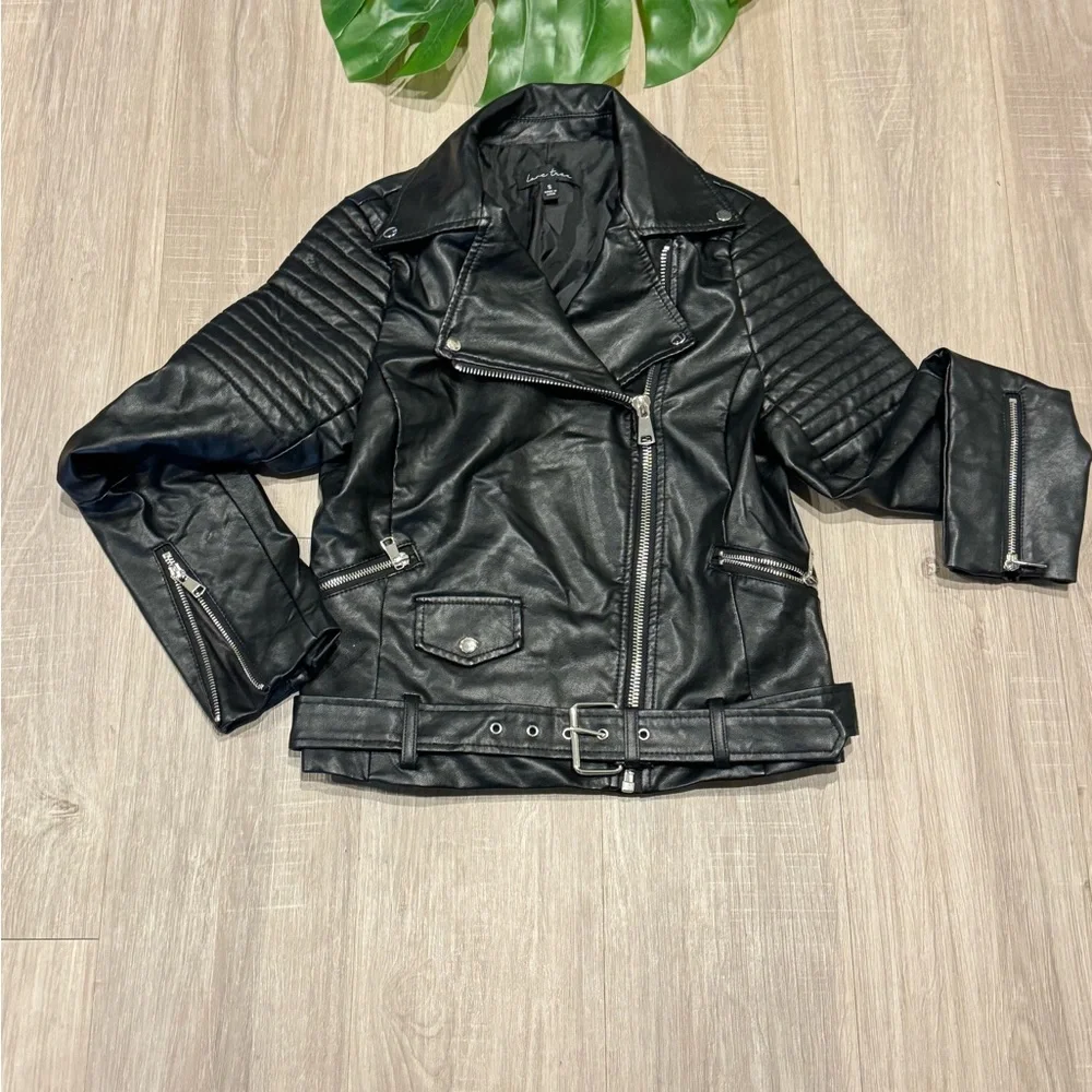 Faux Leather Moto Biker Jacket - Picture 1 of 6